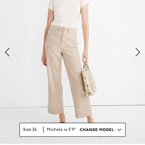 Madewell Slim Emmett Wide-Leg Pants in Gingham Check